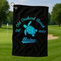 Nautical Old Orchard Beach Maine Sea Turtle Gift Golf Towel thumb 1
