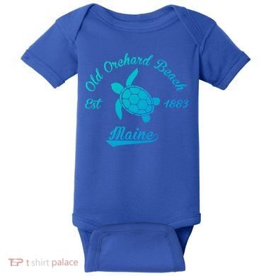 Nautical Old Orchard Beach Maine Sea Turtle Gift Baby Bodysuit