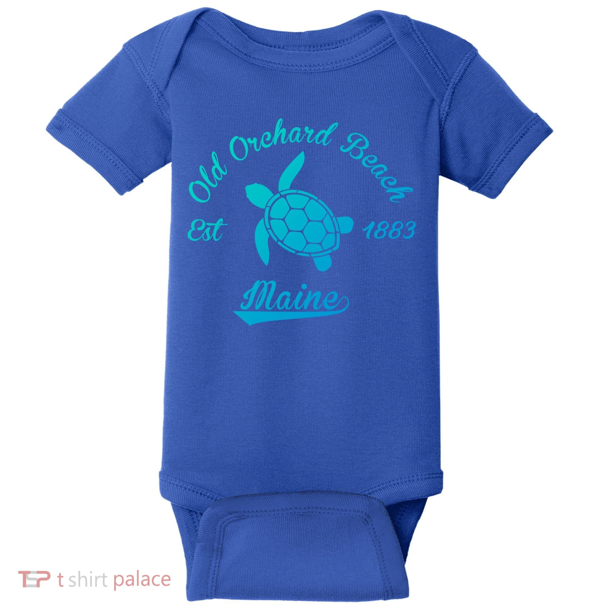 Nautical Old Orchard Beach Maine Sea Turtle Gift Baby Bodysuit