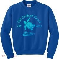 Nautical Old Orchard Beach Maine Sea Turtle Gift Kids Sweatshirt thumb 0
