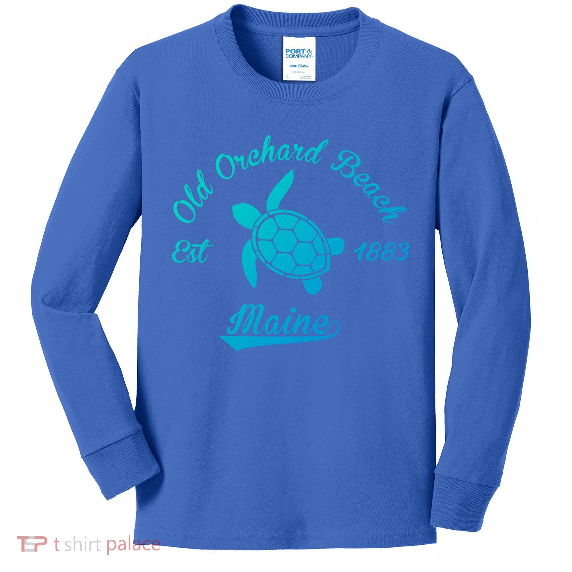 Nautical Old Orchard Beach Maine Sea Turtle Gift Kids Long Sleeve Shirt