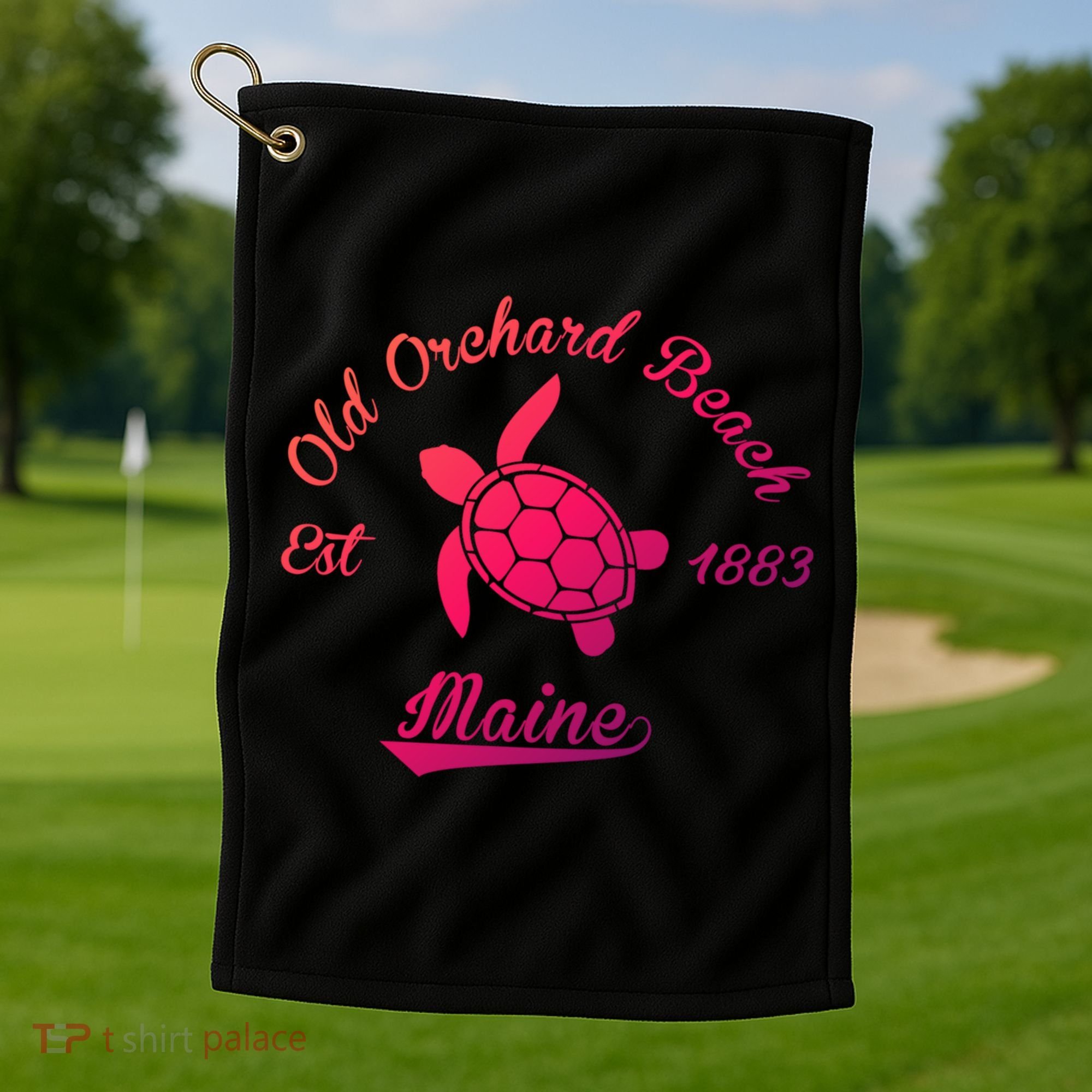 Nautical Old Orchard Beach Maine Sea Turtle Gift Golf Towel