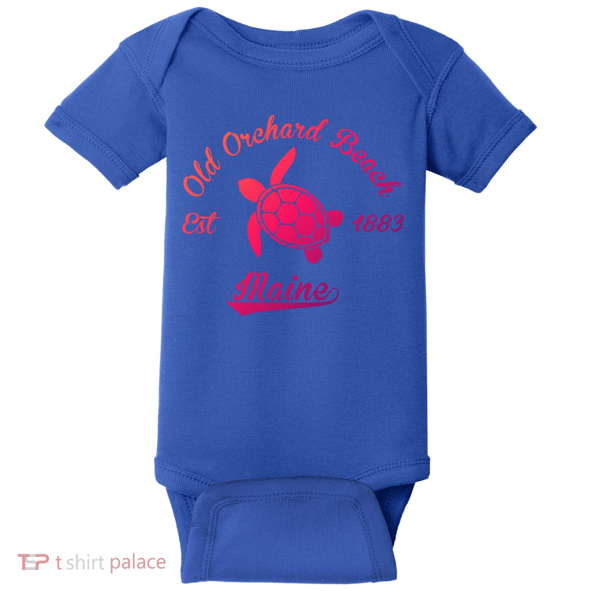 Nautical Old Orchard Beach Maine Sea Turtle Gift Baby Bodysuit