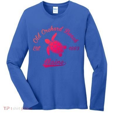 Nautical Old Orchard Beach Maine Sea Turtle Gift Women's Long Sleeve Shirt