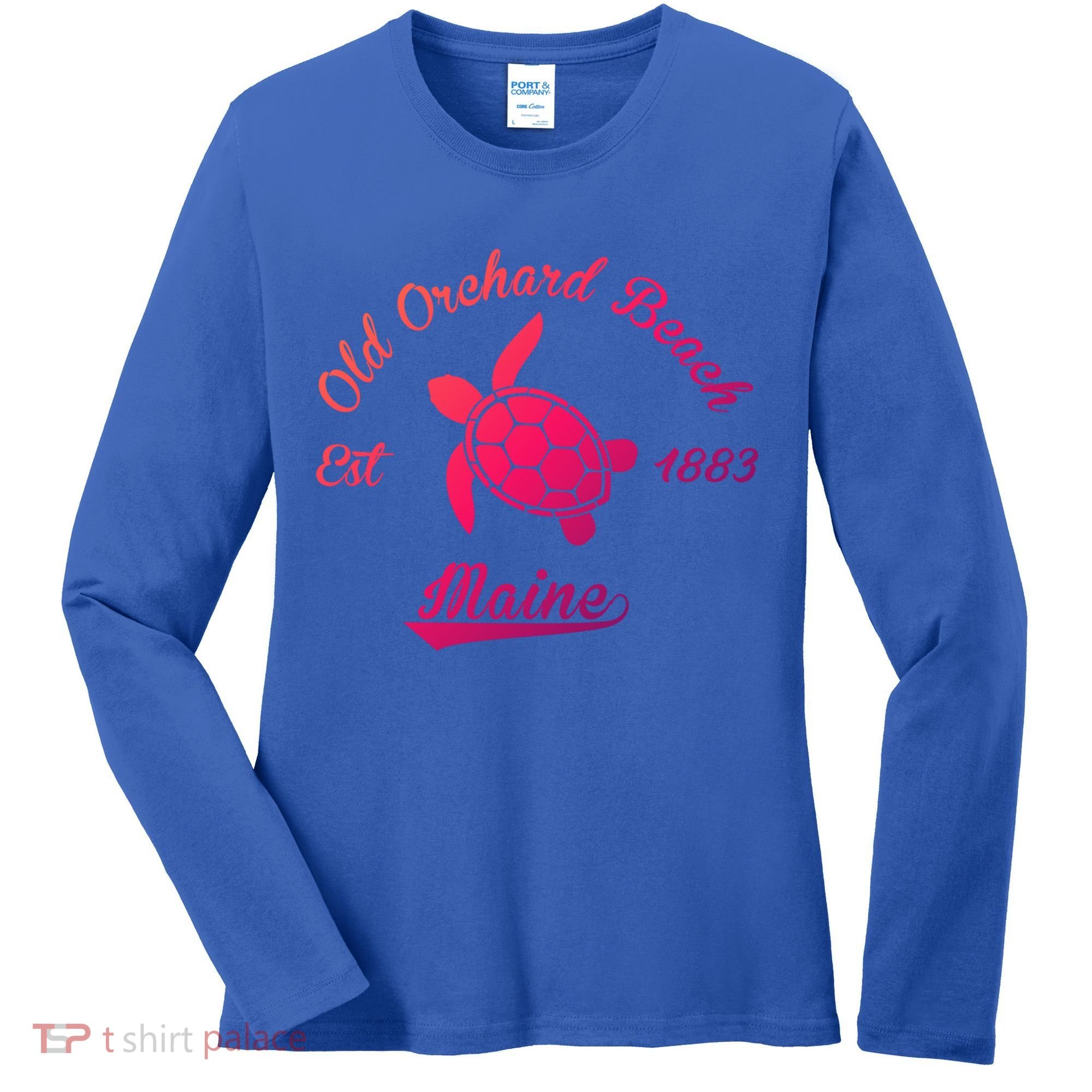 Nautical Old Orchard Beach Maine Sea Turtle Gift Women's Long Sleeve Shirt