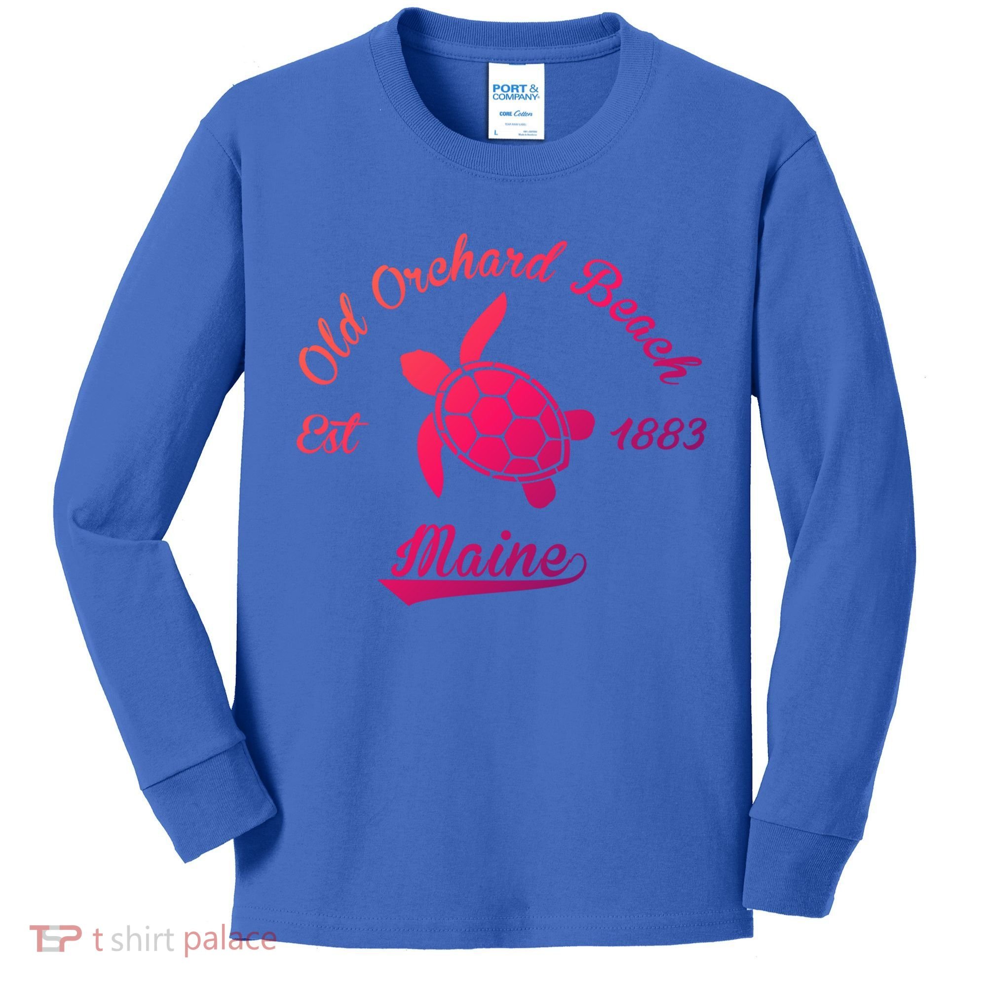 Nautical Old Orchard Beach Maine Sea Turtle Gift Kids Long Sleeve Shirt