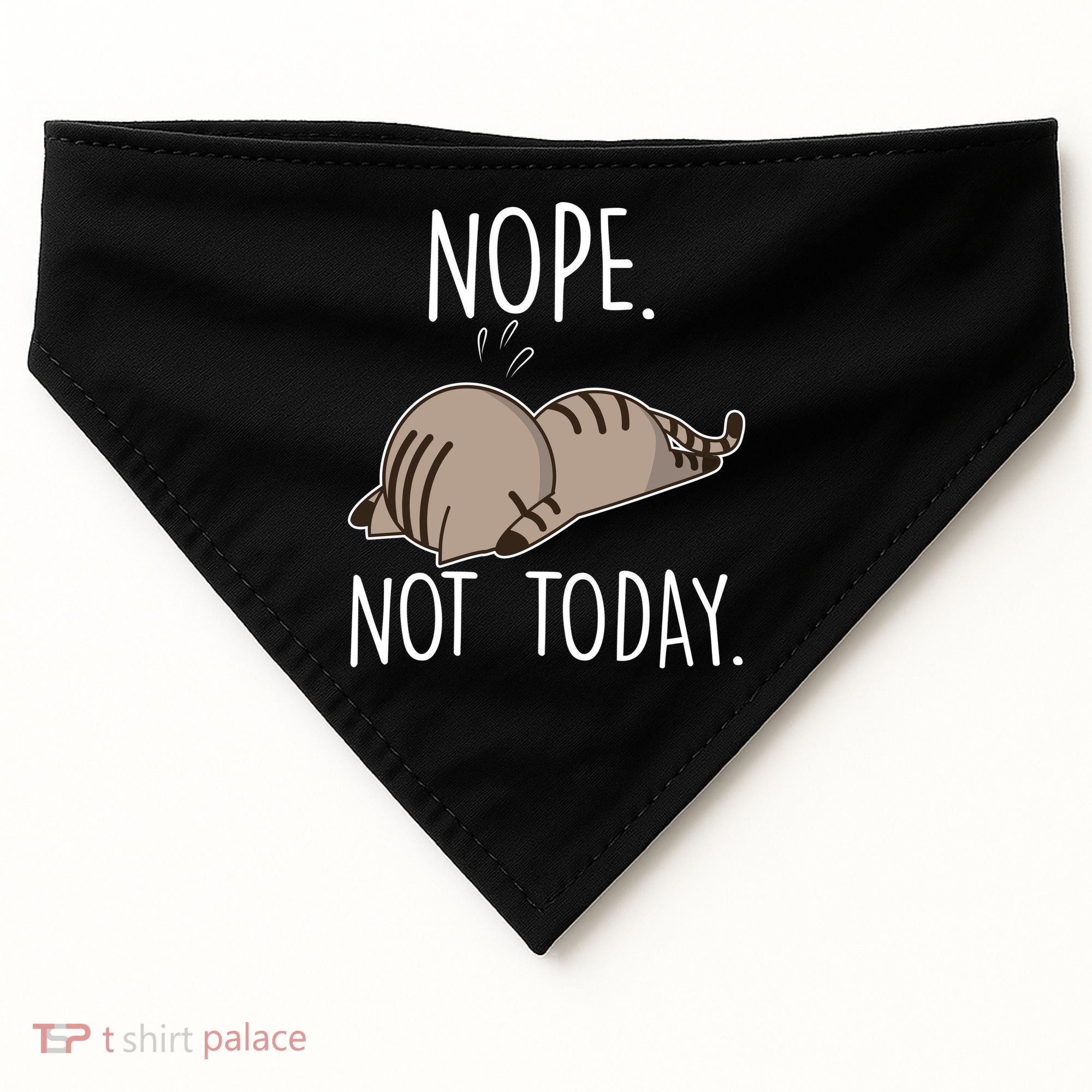 Nope Not Today Funny Lazy Cat USA-Made Doggie Bandana