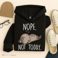 Nope Not Today Funny Lazy Cat Hoodie thumb 4