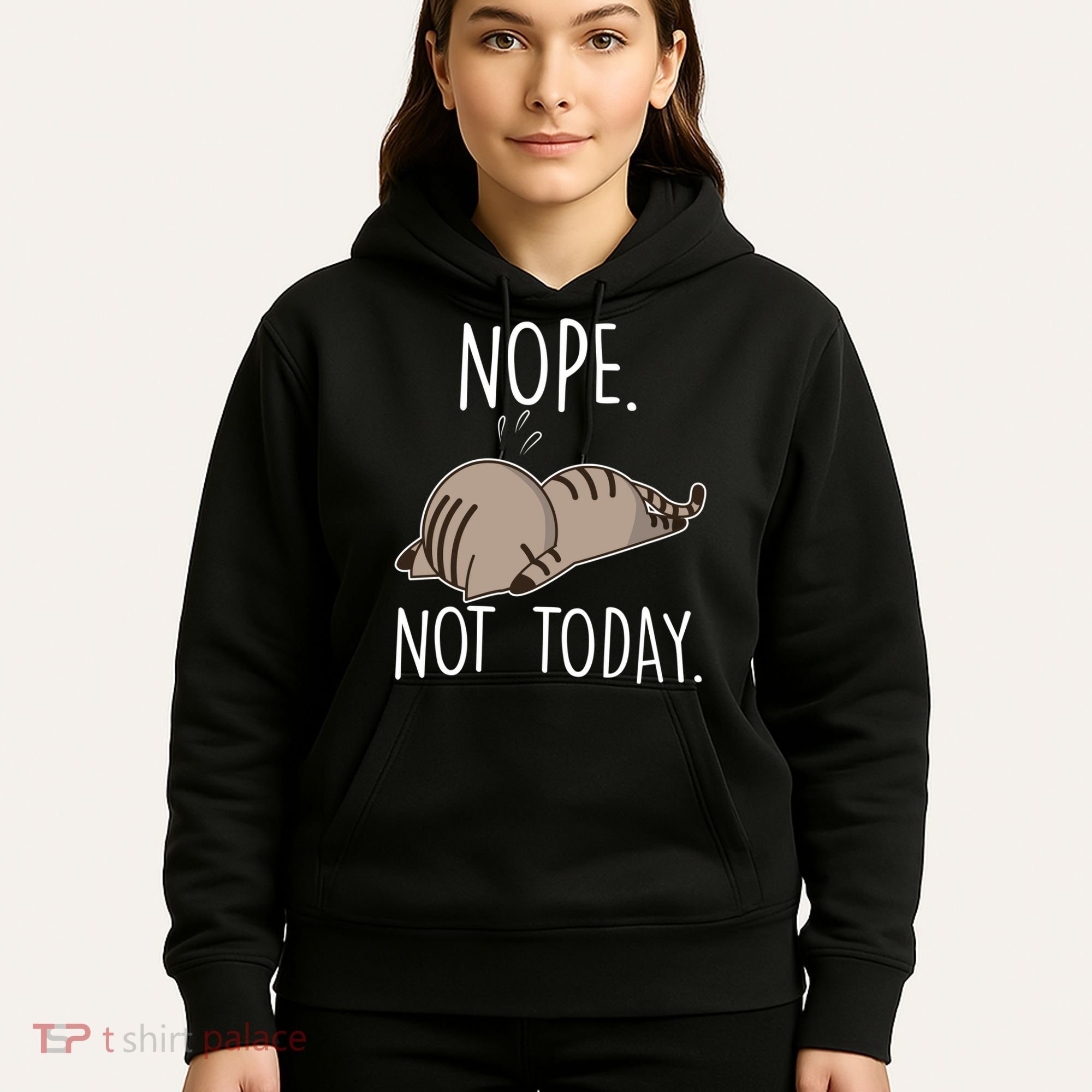 Nope Not Today Funny Lazy Cat Hoodie