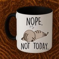 Nope Not Today Funny Lazy Cat Coffee Mug thumb 2