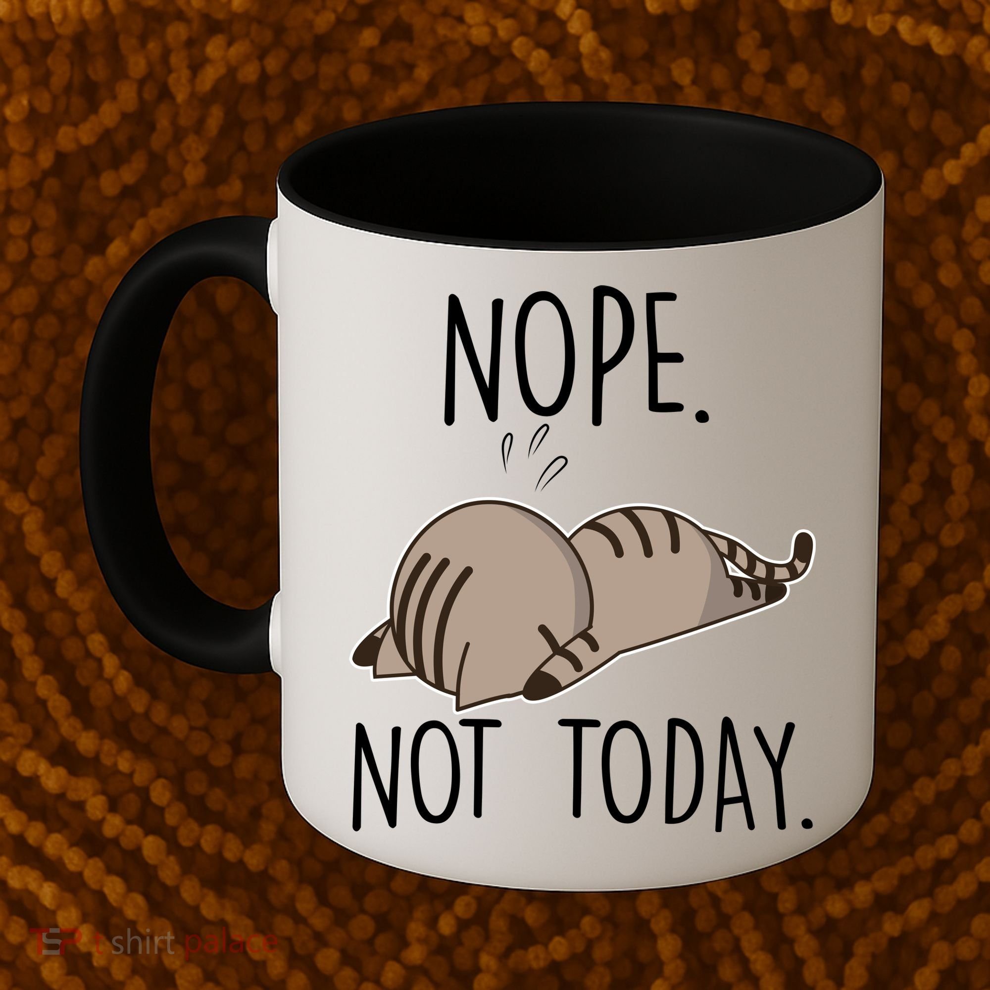 Nope Not Today Funny Lazy Cat Coffee Mug