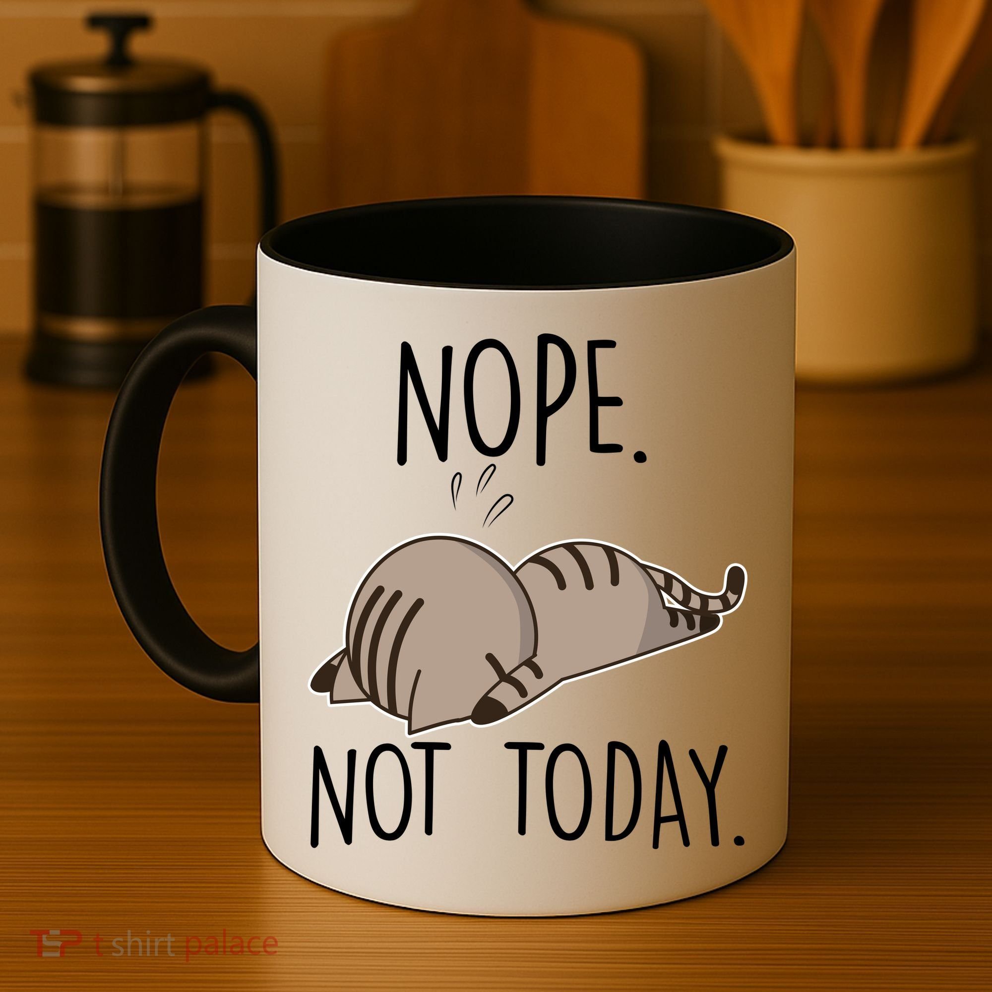 Nope Not Today Funny Lazy Cat Coffee Mug