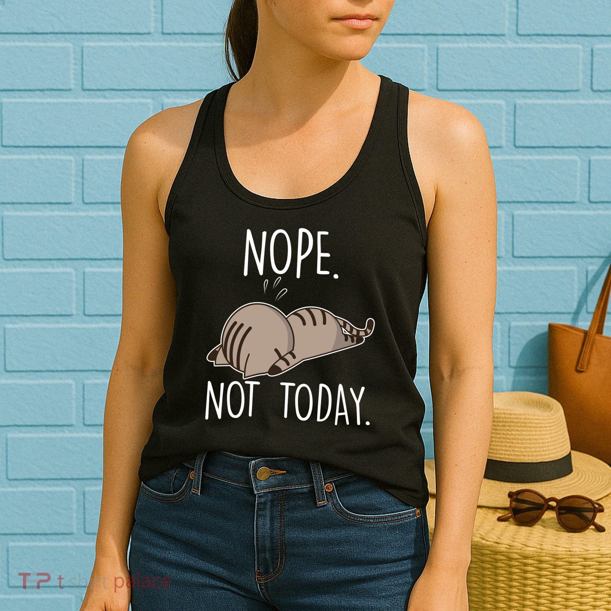 Nope Not Today Funny Lazy Cat Women's Tank Top