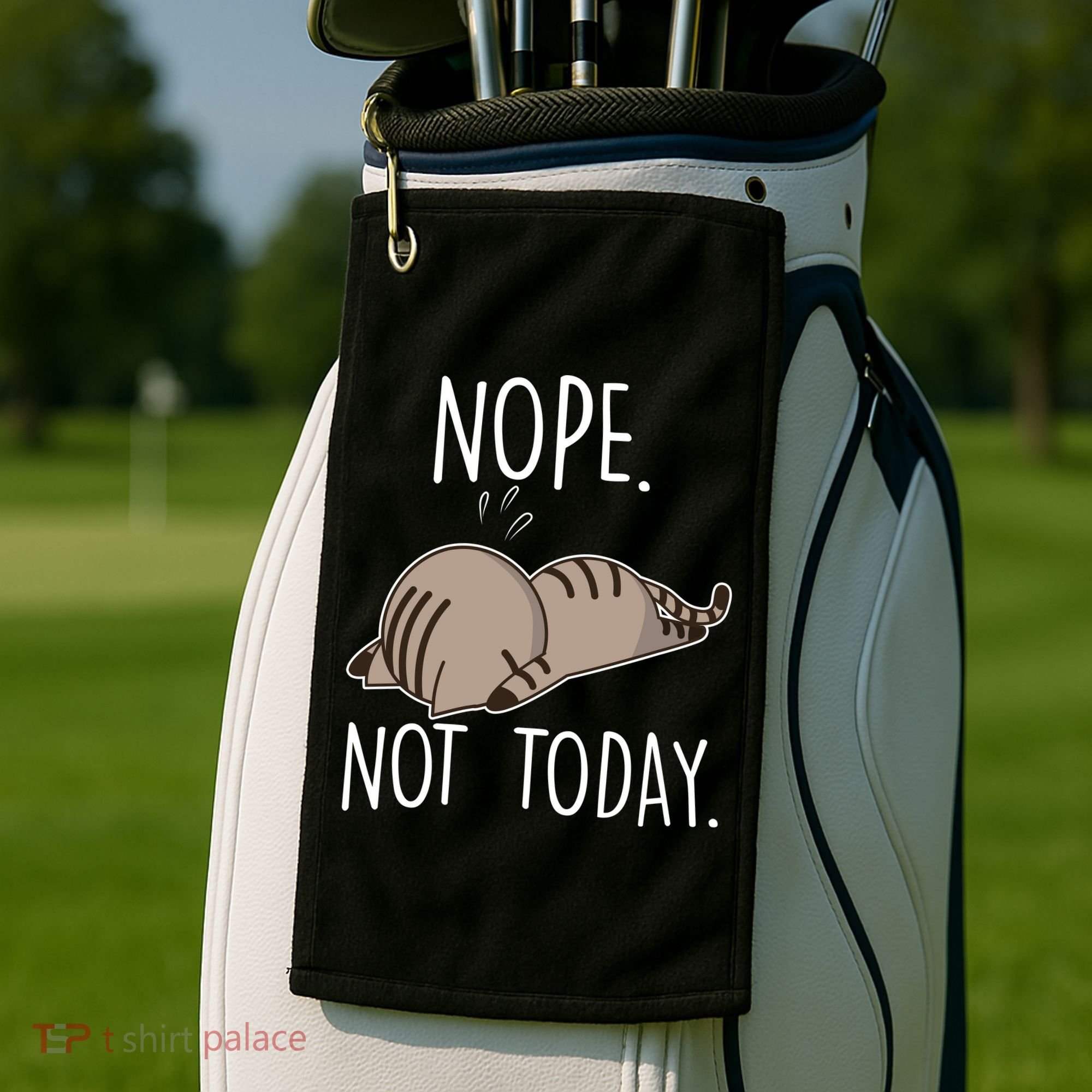 Nope Not Today Funny Lazy Cat Golf Towel