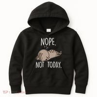 Nope Not Today Funny Lazy Cat Kids Hoodie thumb 0