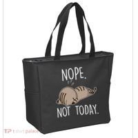 Nope Not Today Funny Lazy Cat Tote Bag thumb 2