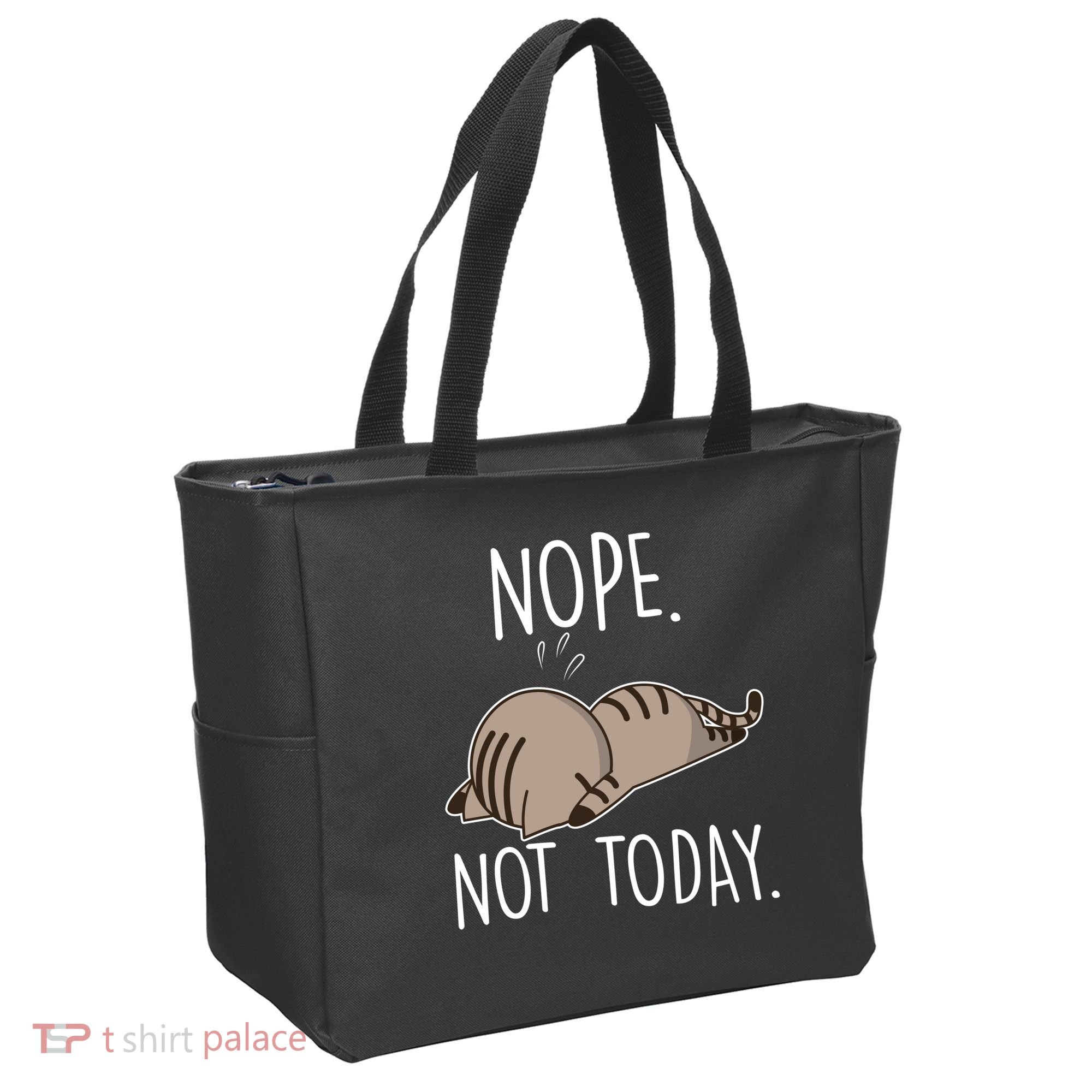 Nope Not Today Funny Lazy Cat Tote Bag