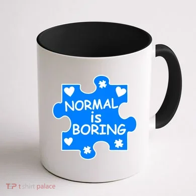 Normal Is Boring Autism Awareness Coffee Mug back