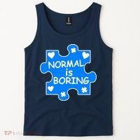 Normal Is Boring Autism Awareness Tank Top thumb 2