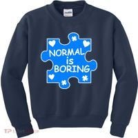 Normal Is Boring Autism Awareness Kids Sweatshirt thumb 0
