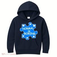 Normal Is Boring Autism Awareness Kids Hoodie thumb 0