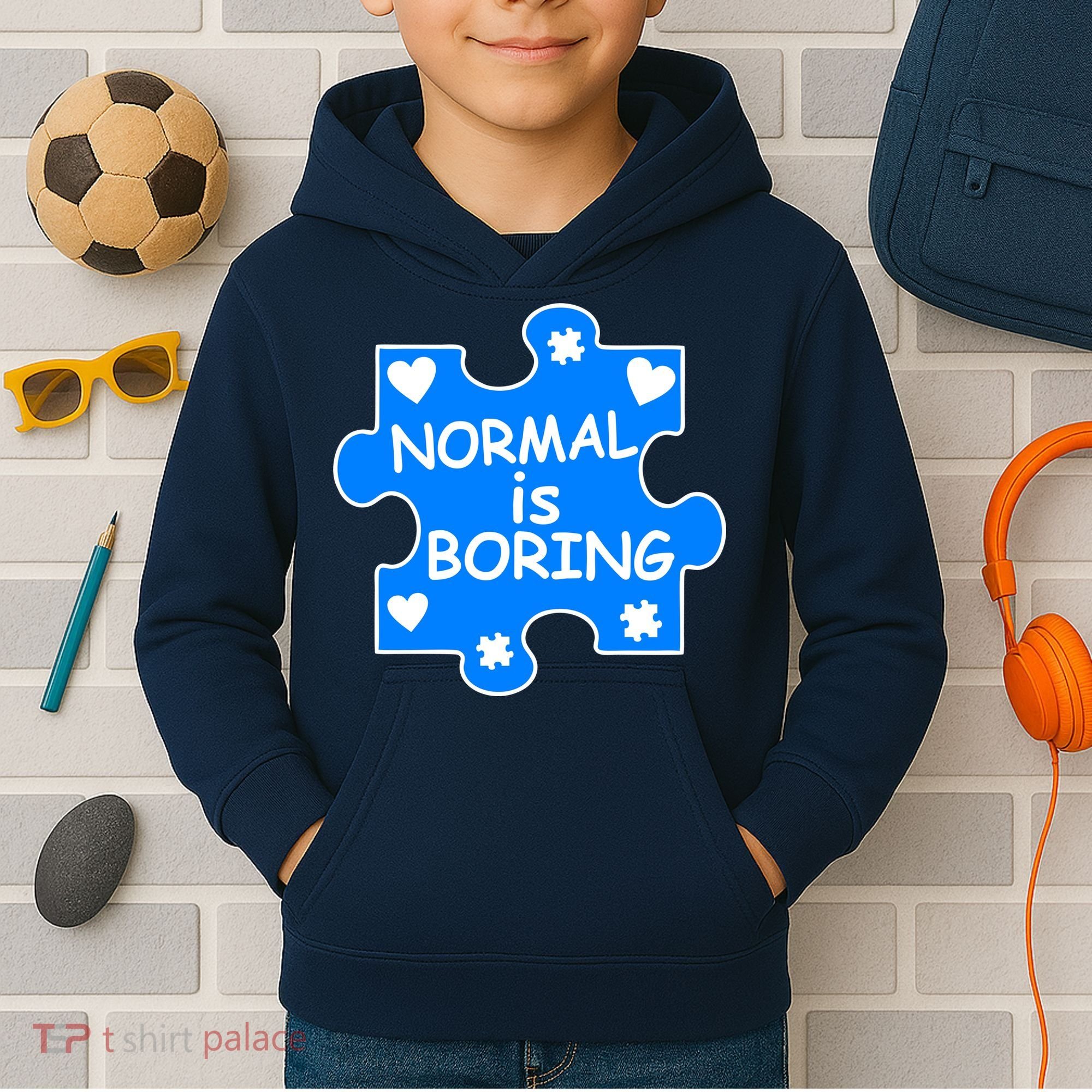 Normal Is Boring Autism Awareness Kids Hoodie