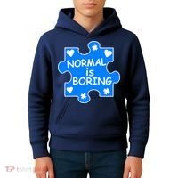 Normal Is Boring Autism Awareness Kids Hoodie thumb 4