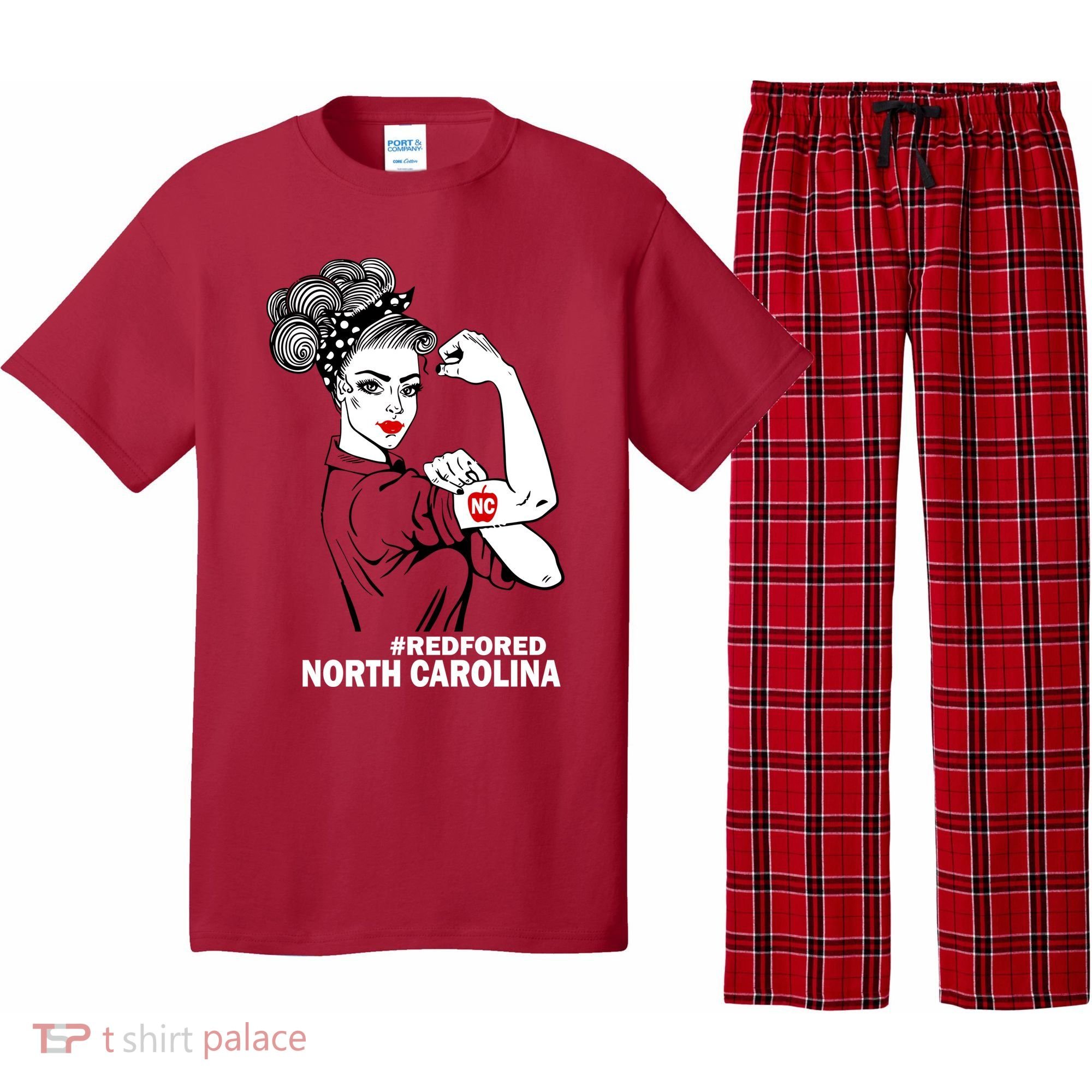 North Carolina NC Red For Ed Strong Pajama Set