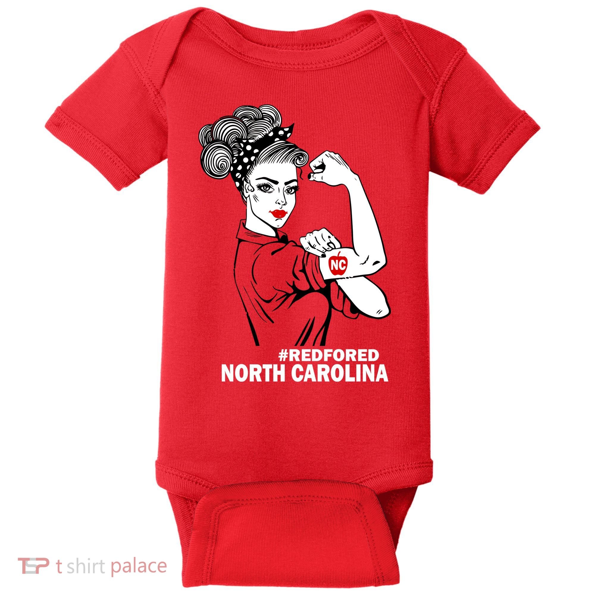 North Carolina NC Red For Ed Strong Baby Bodysuit