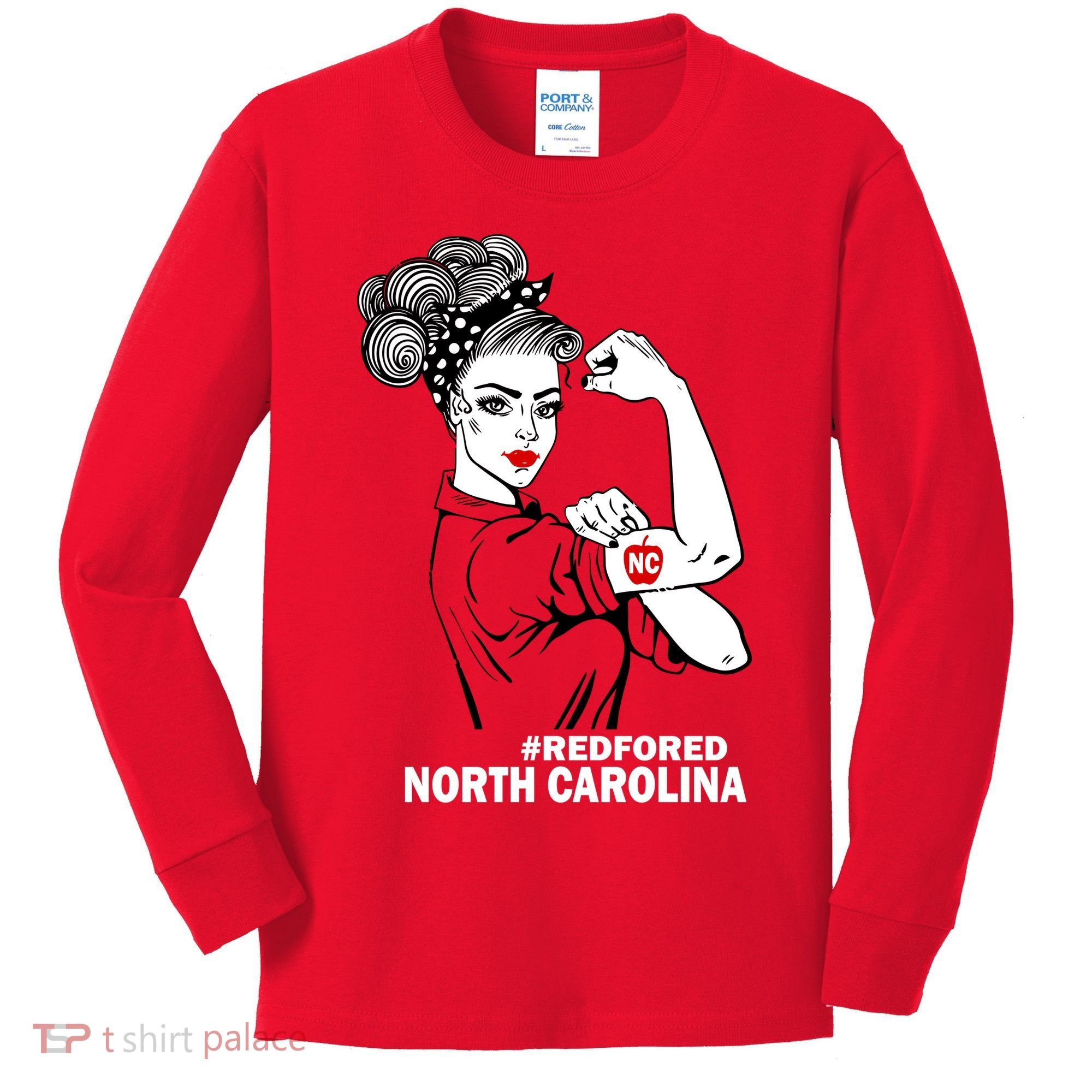 North Carolina NC Red For Ed Strong Kids Long Sleeve Shirt
