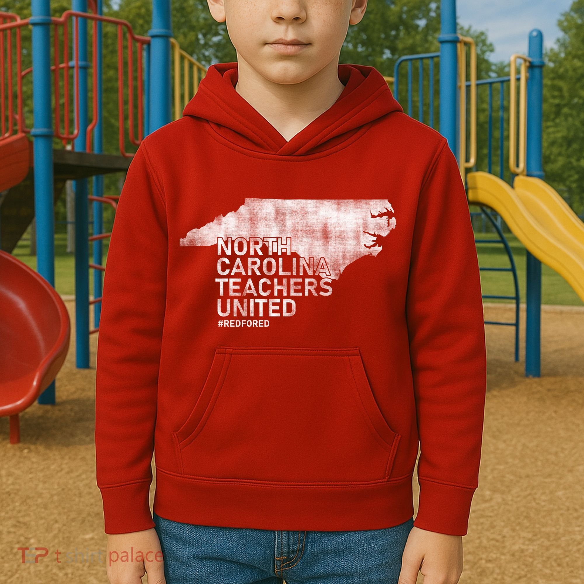 North Carolina Teachers United Red For Ed Kids Hoodie