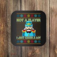 Not A Player I Just Crush A Lot Nutcracker Ugly Christmas Sweater Coaster thumb 0