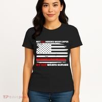 Not All Heroes Wear Capes My Son Wears Scrubs Women's T-Shirt thumb 4