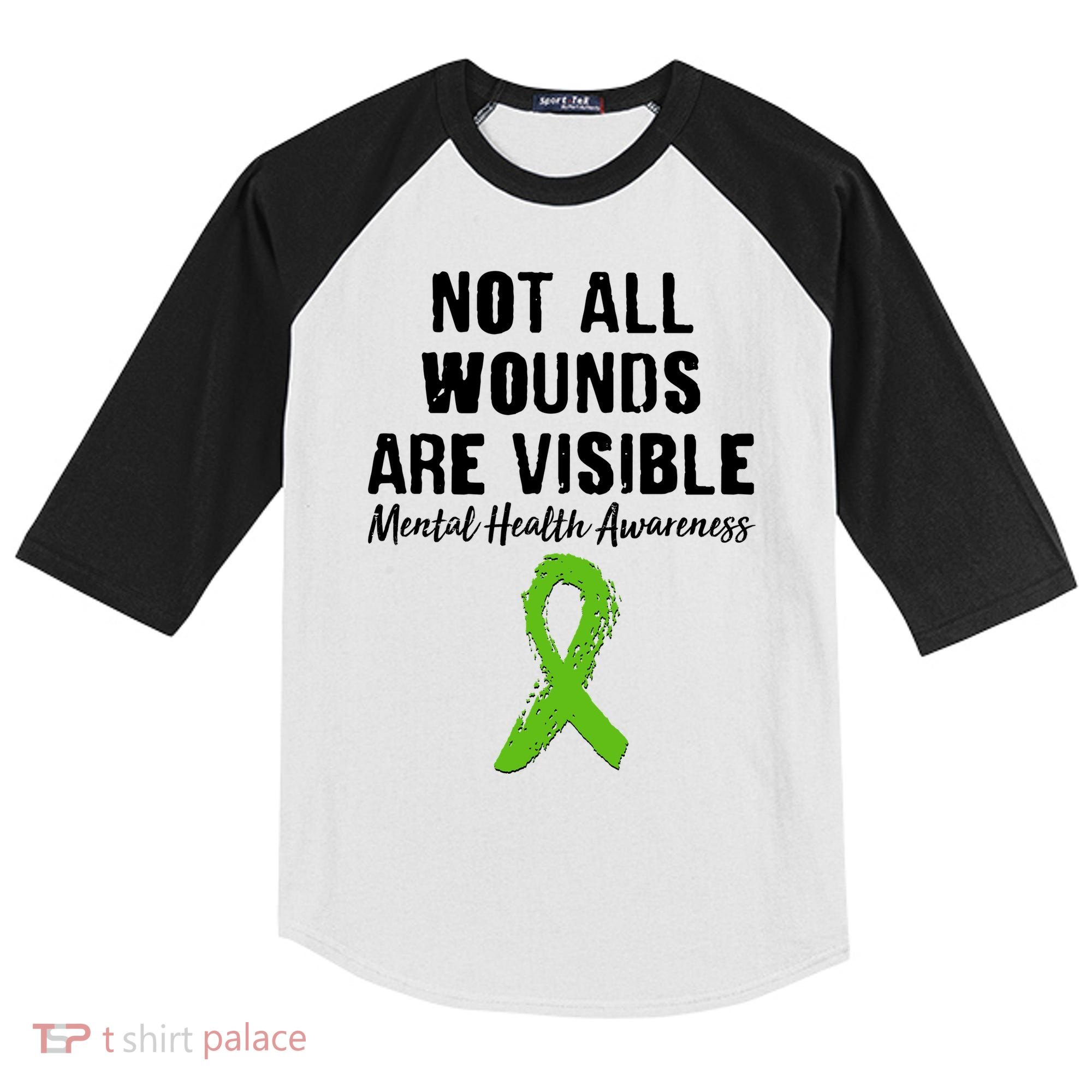 Not All Wounds Are Visible Mental Health Awareness Kids Colorblock Raglan Jersey