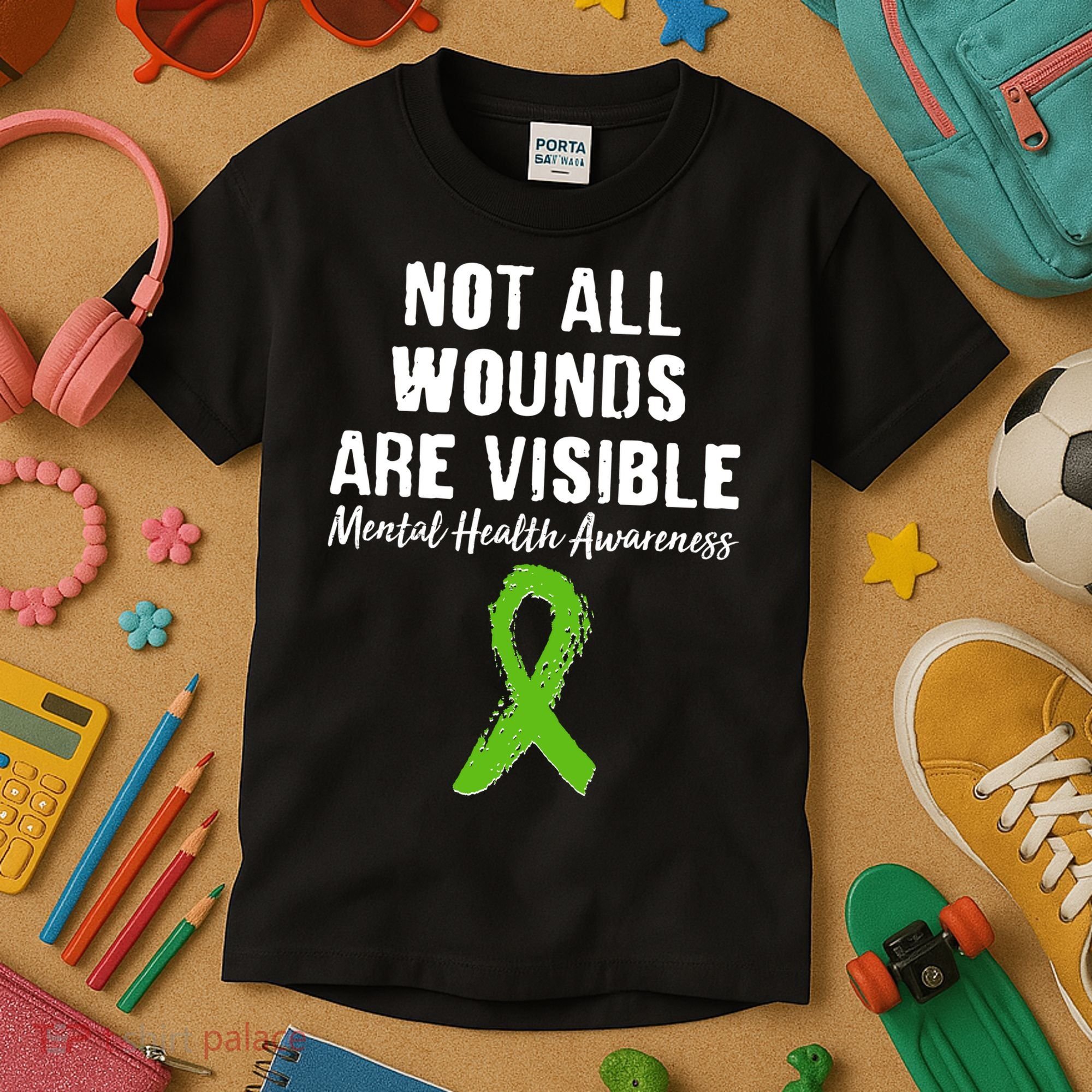 Not All Wounds Are Visible Mental Health Awareness Kids T-Shirt