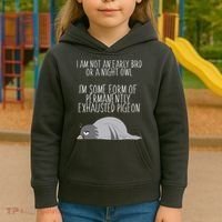 Not An Early Bird Night Owl I'm Some Form Of Permanently Exhausted Pigeon Kids Hoodie thumb 3