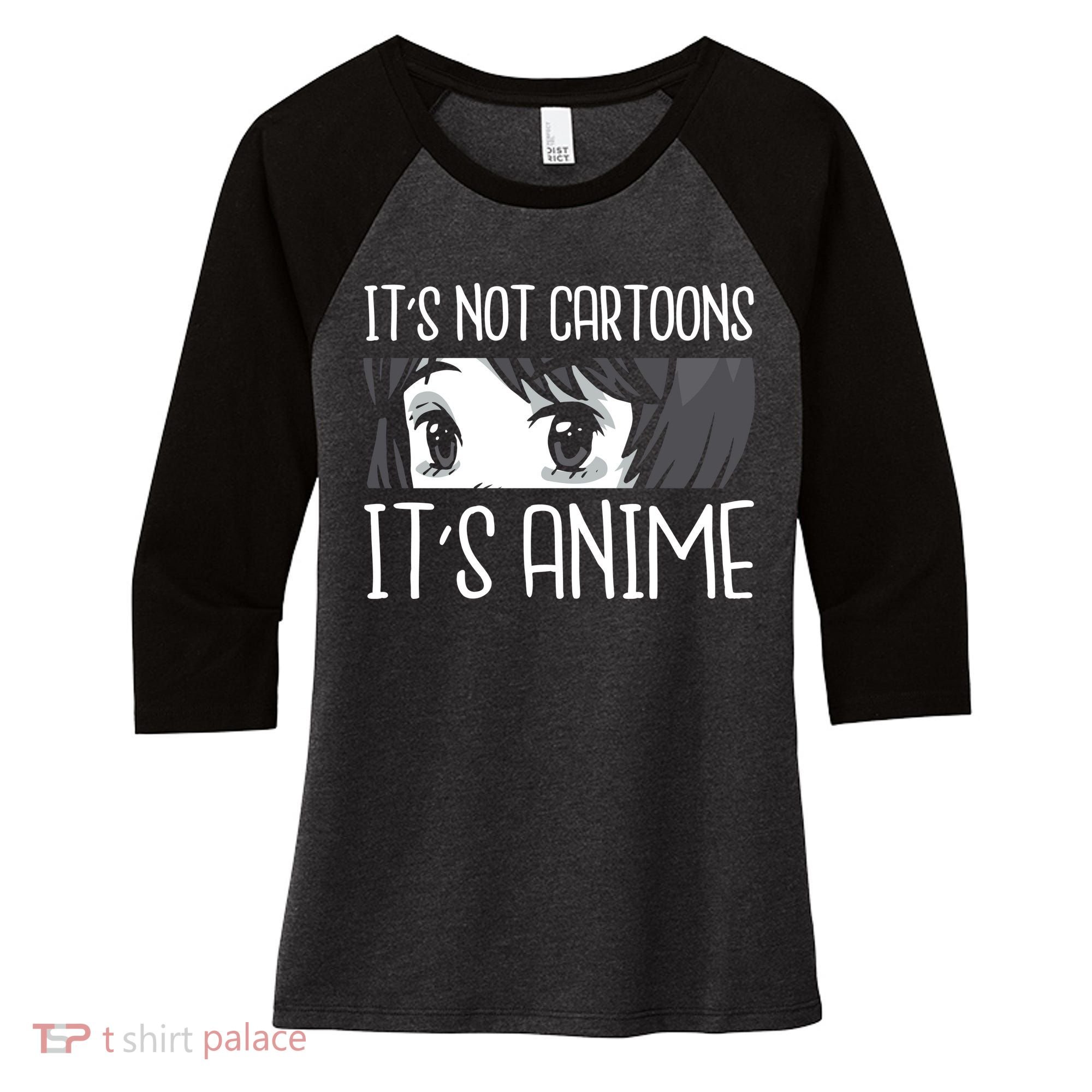 Not Cartoons It's Anime Women's Tri-Blend 3/4-Sleeve Raglan Shirt