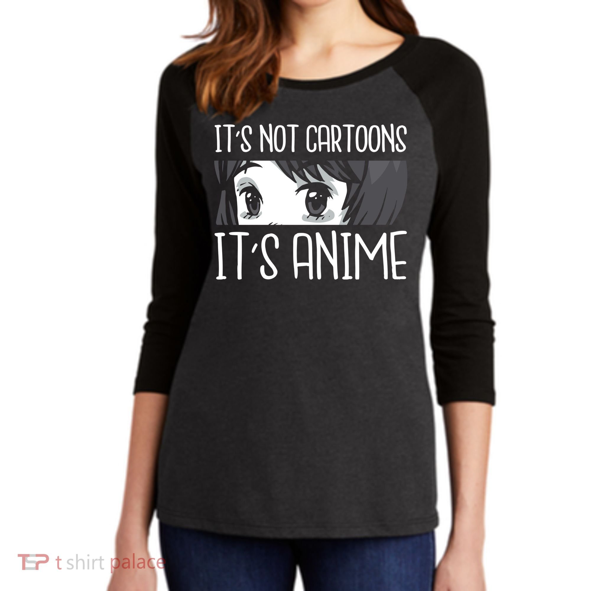 Not Cartoons It's Anime Women's Tri-Blend 3/4-Sleeve Raglan Shirt