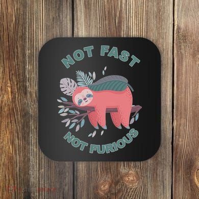Not Fast Not Furious Sloth Cute Coaster