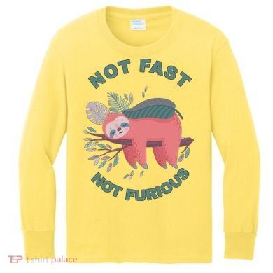 Not Fast Not Furious Sloth Cute Kids Long Sleeve Shirt