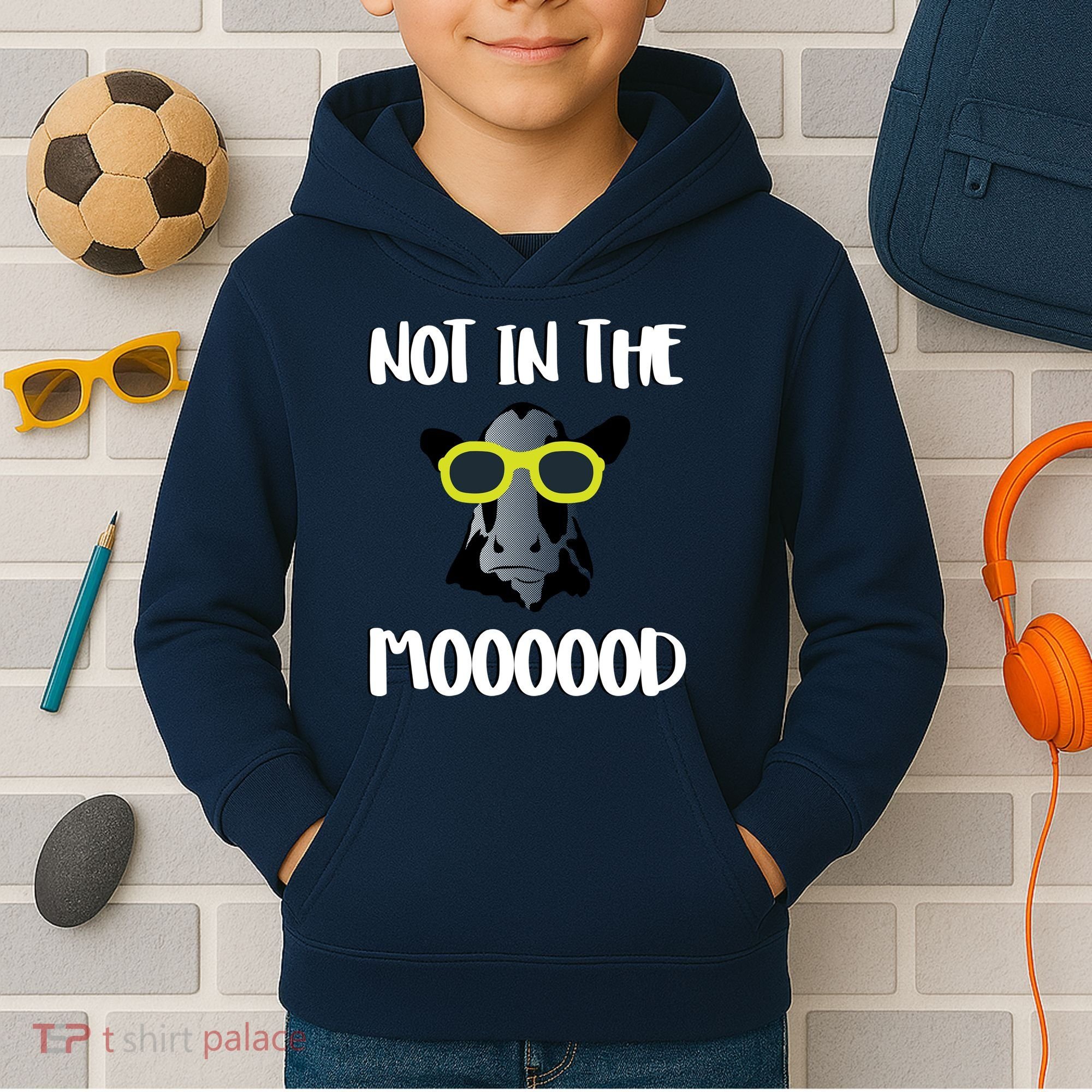Not In The Moooood Kids Hoodie