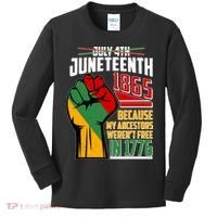 Not July 4th Juneteenth 1865 My Ancestors Weren't Free In 1776 Kids Long Sleeve Shirt thumb 0