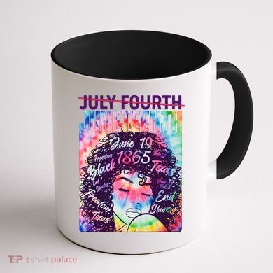 Not July 4th Juneteenth Tie Dye African American Woman Coffee Mug back