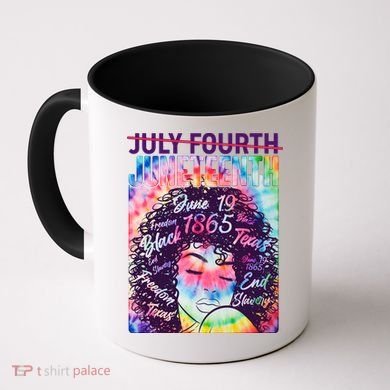 Not July 4th Juneteenth Tie Dye African American Woman Coffee Mug