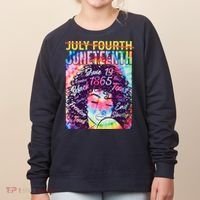 Not July 4th Juneteenth Tie Dye African American Woman Women's Sweatshirt thumb 0