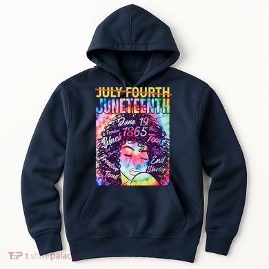 Not July 4th Juneteenth Tie Dye African American Woman Hoodie