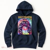 Not July 4th Juneteenth Tie Dye African American Woman Hoodie thumb 0