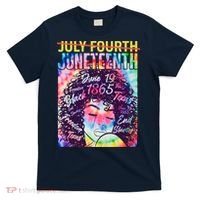 Not July 4th Juneteenth Tie Dye African American Woman T-Shirt thumb 0