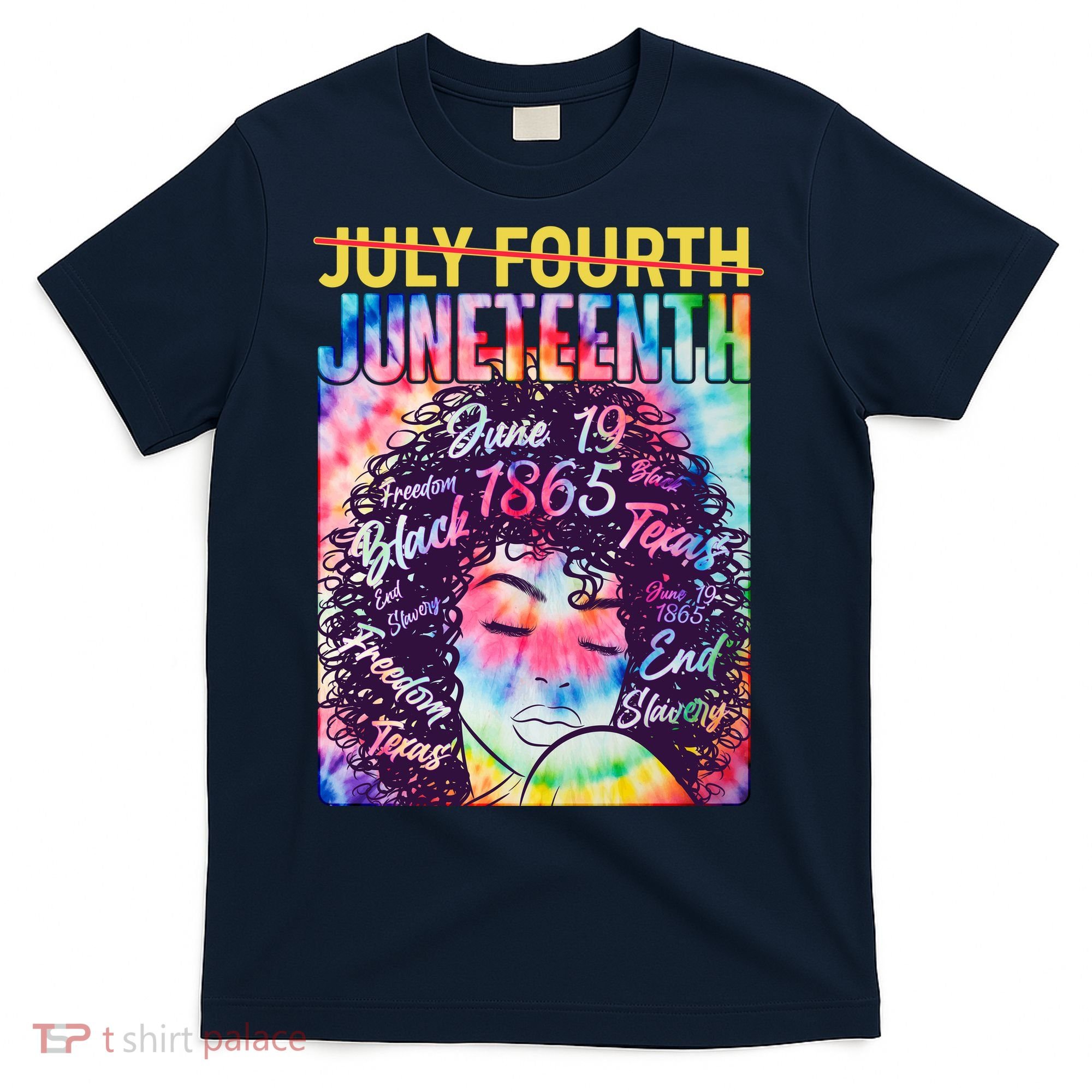 Not July 4th Juneteenth Tie Dye African American Woman T-Shirt