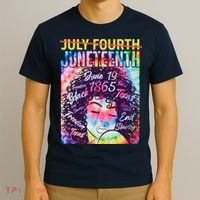 Not July 4th Juneteenth Tie Dye African American Woman T-Shirt thumb 3